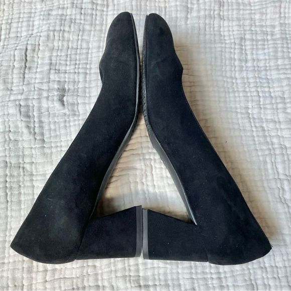 Stuart Weitzman | Black Mary Mid Suede Pump Block Heels Shoes Square Toe - Picture 6 of 8